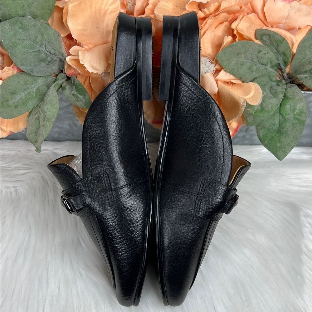 Frankie4 podiatrist recommended Black Leather Backless Chain Loafers - Picture 5 of 8